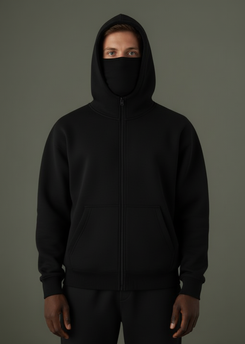 Balaclava Oversized Premium Hoodie with Built-In Face Mask