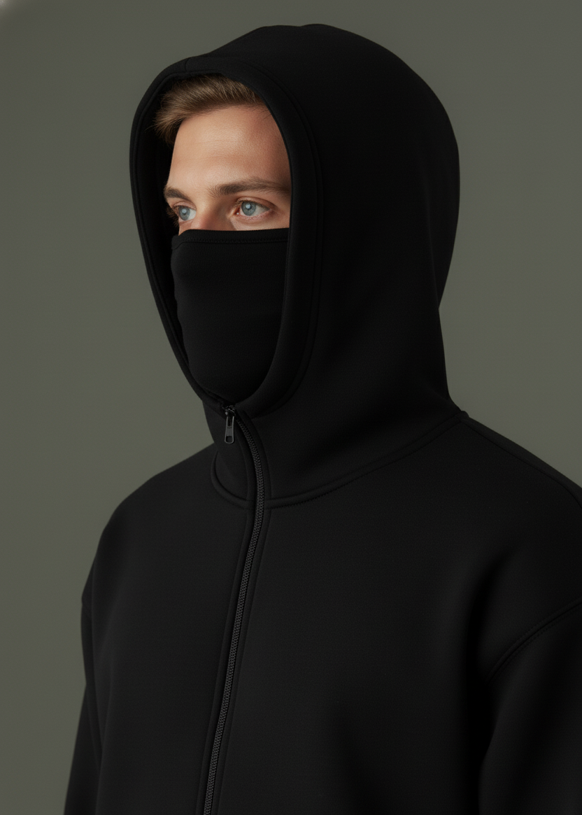 Balaclava Oversized Premium Hoodie with Built-In Face Mask