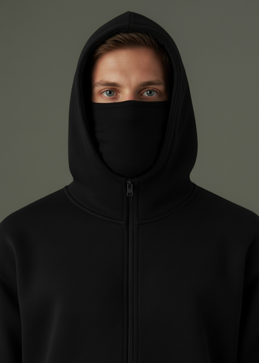 Balaclava Oversized Premium Hoodie with Built-In Face Mask
